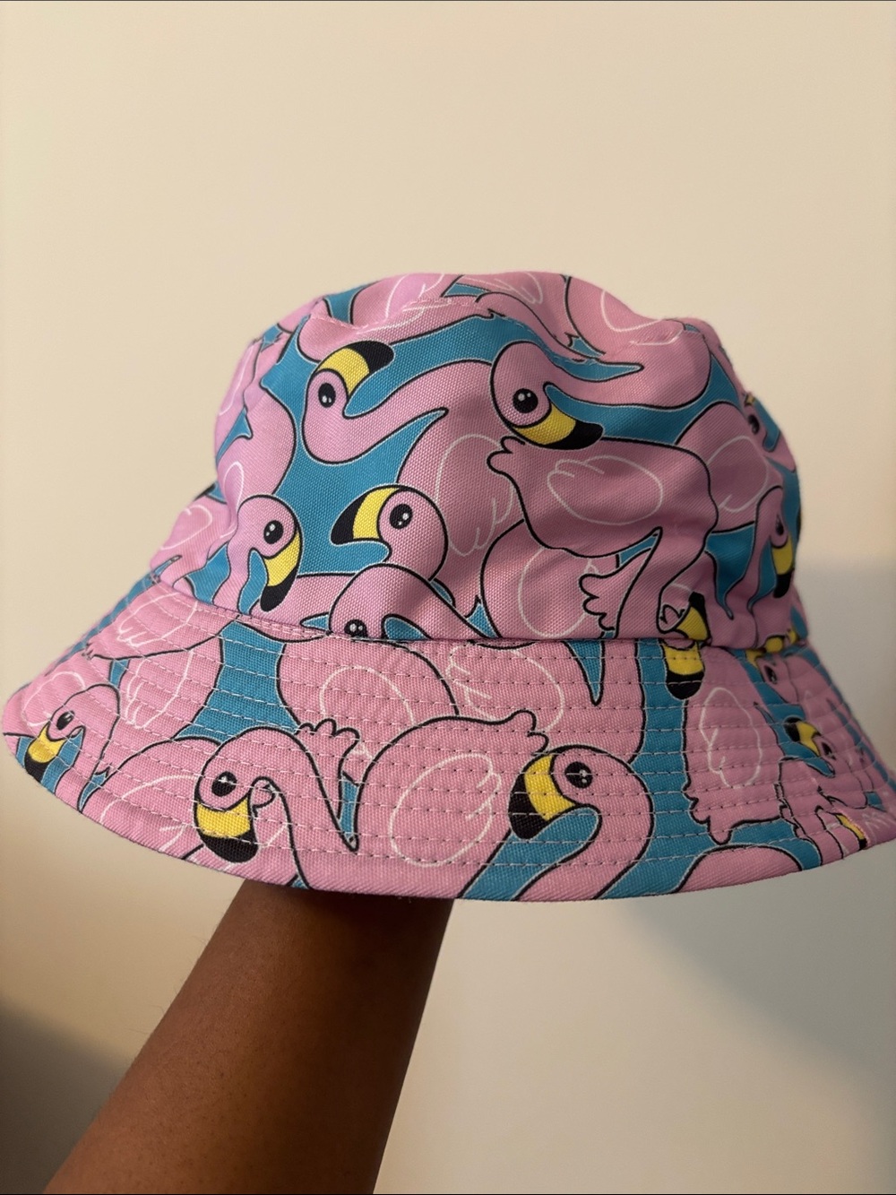 Pink Flamingo Print Bucket Hat